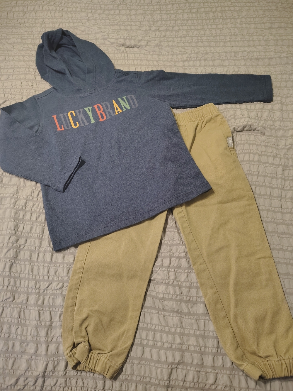 Lucky Brand Kids Navy Hoodie and Khaki Jogger Bottoms 3T